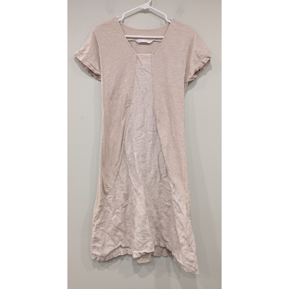 Luna Luz Tan Beige 100% Linen Dress Size Small
